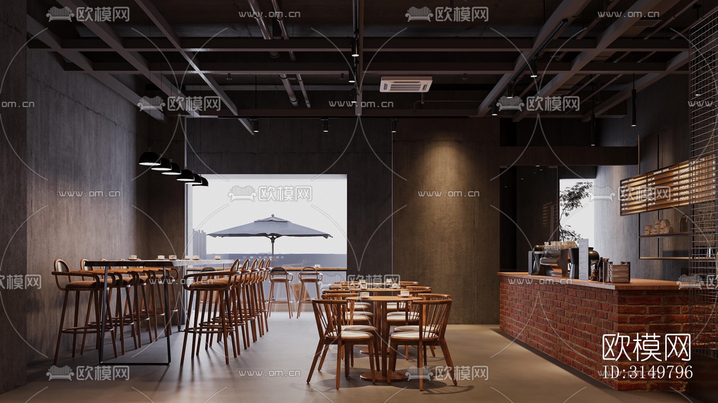 工业风咖啡奶茶效果图下载（渲染图2）