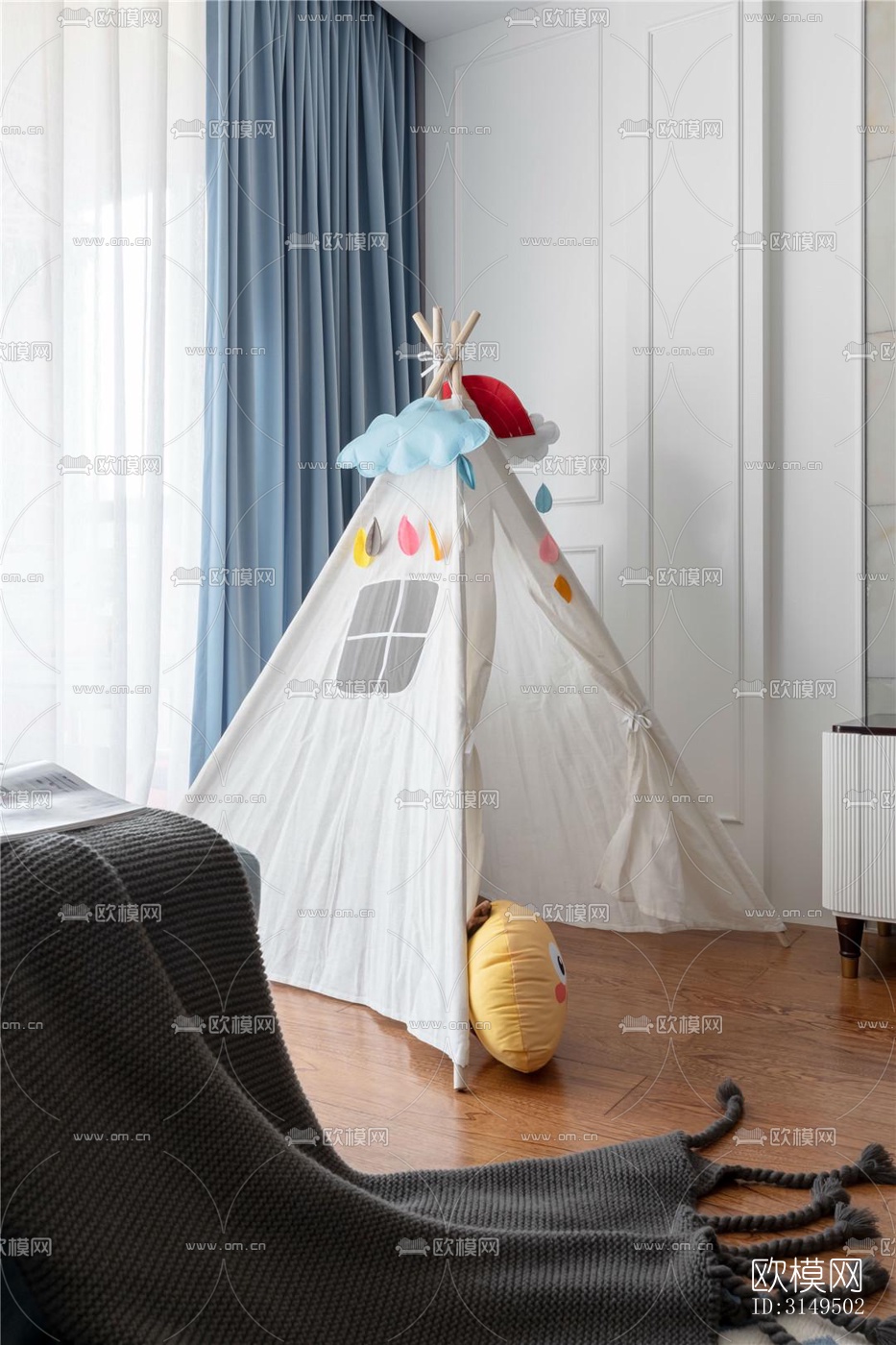 美式平层效果图下载（渲染图6）