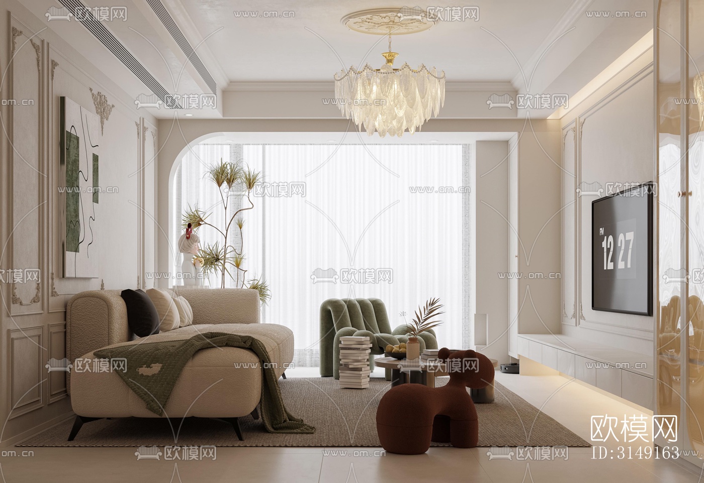 法式平层效果图下载（渲染图7）