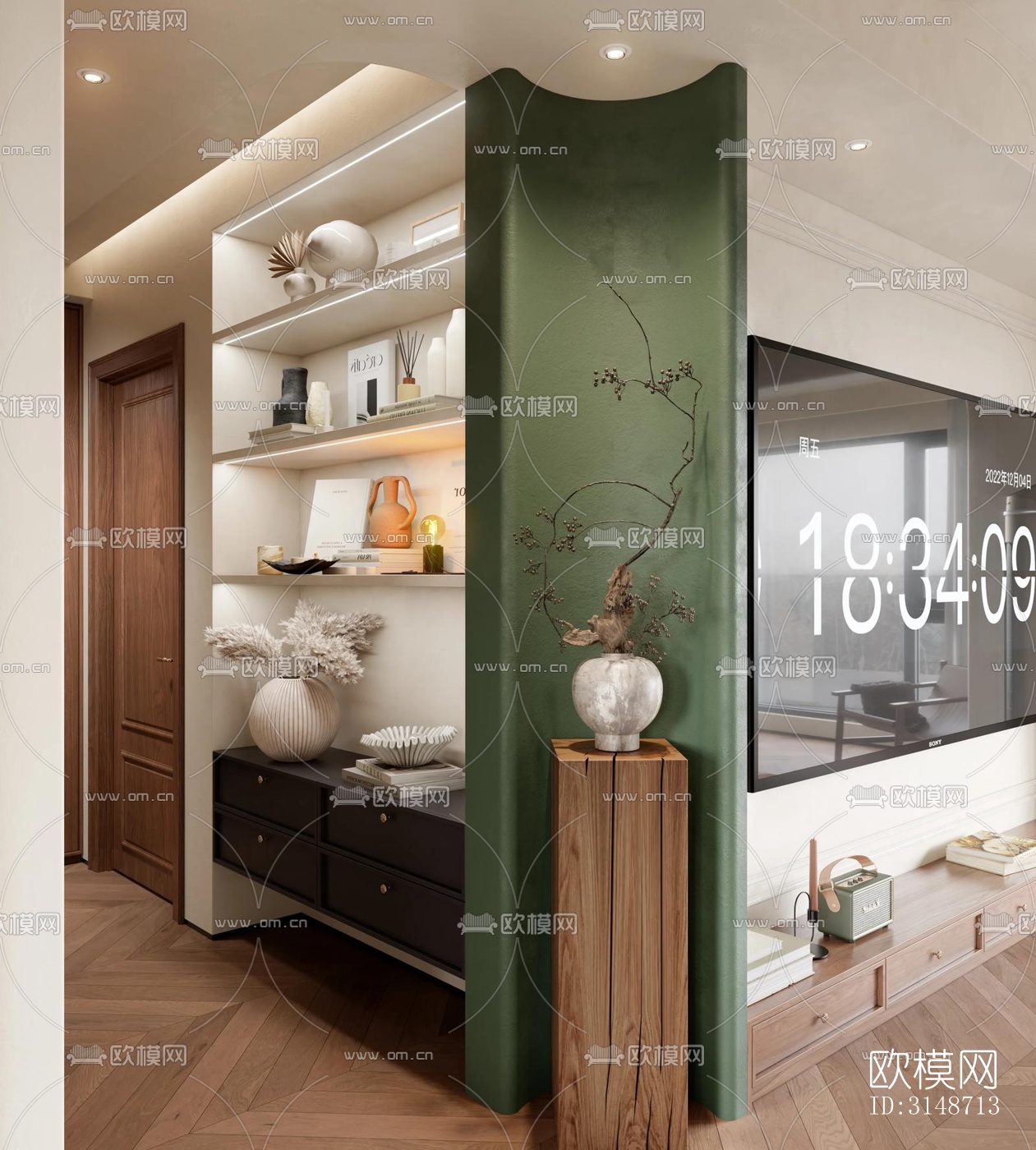 中古风平层效果图下载（渲染图4）