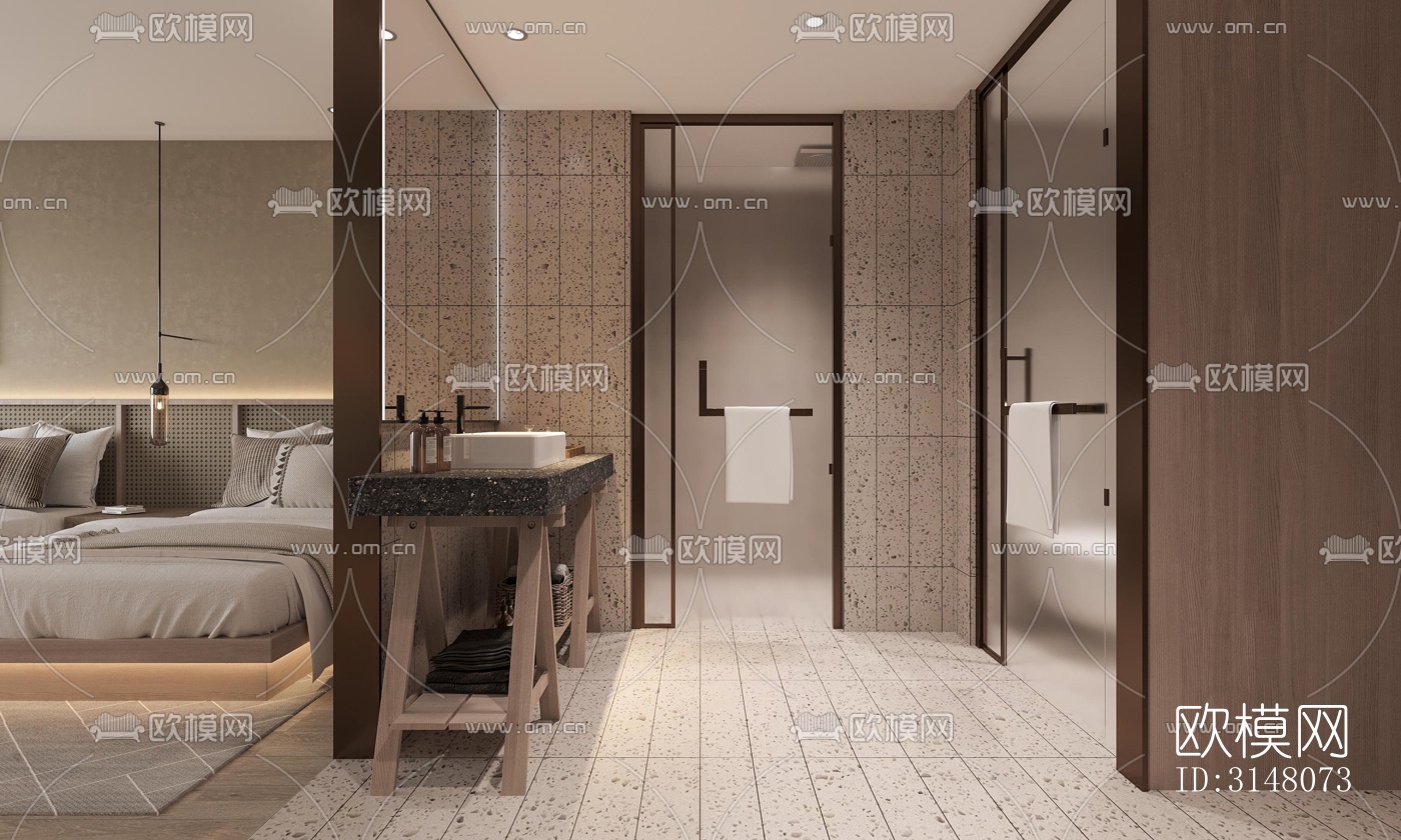 现代酒店民宿效果图下载（渲染图3）