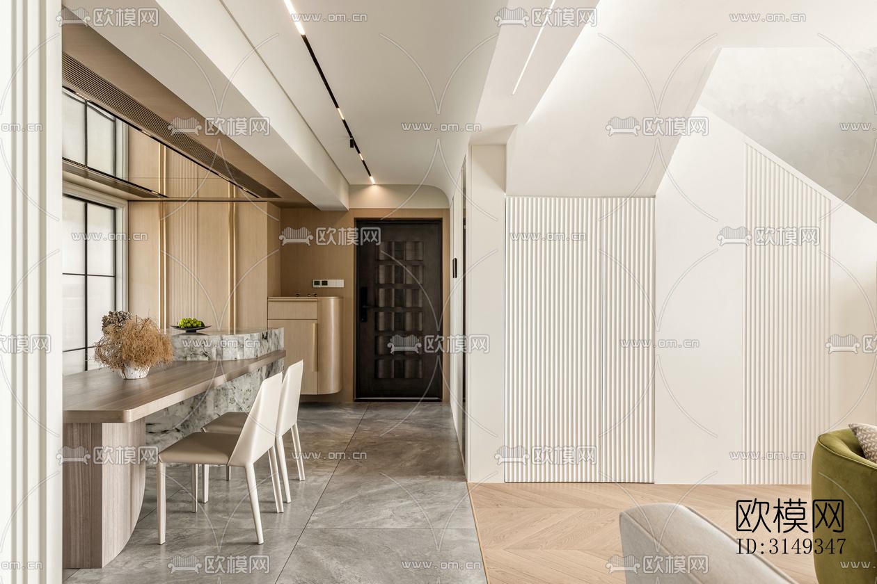 现代平层效果图下载（渲染图3）