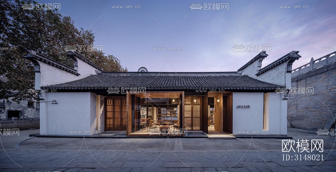 新中式酒店民宿效果图下载（渲染图7）