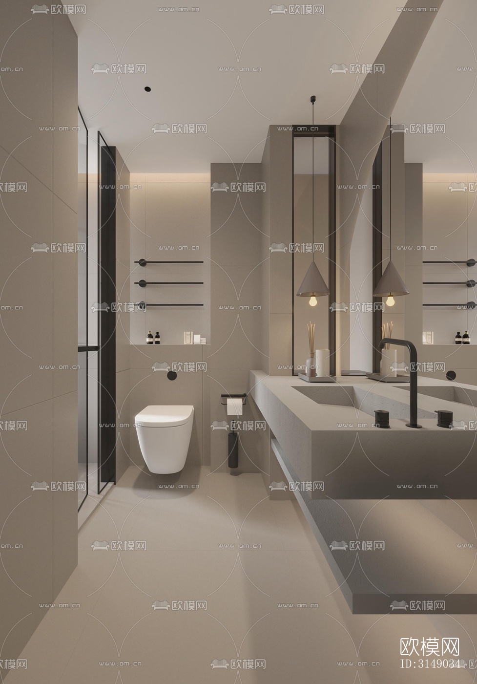 日式平层效果图下载（渲染图13）