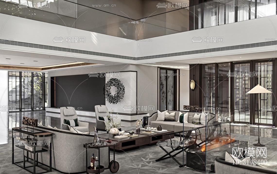 新中式养生会所效果图下载（渲染图13）