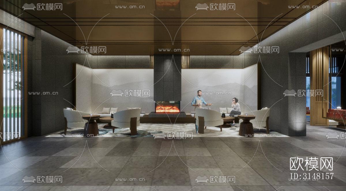 现代酒店民宿效果图下载（渲染图11）