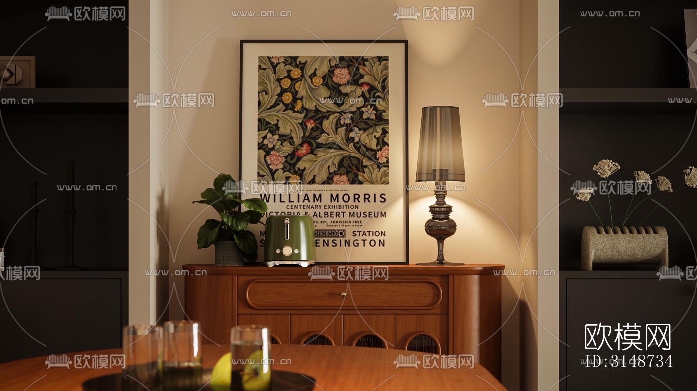 中古风平层效果图下载（渲染图12）