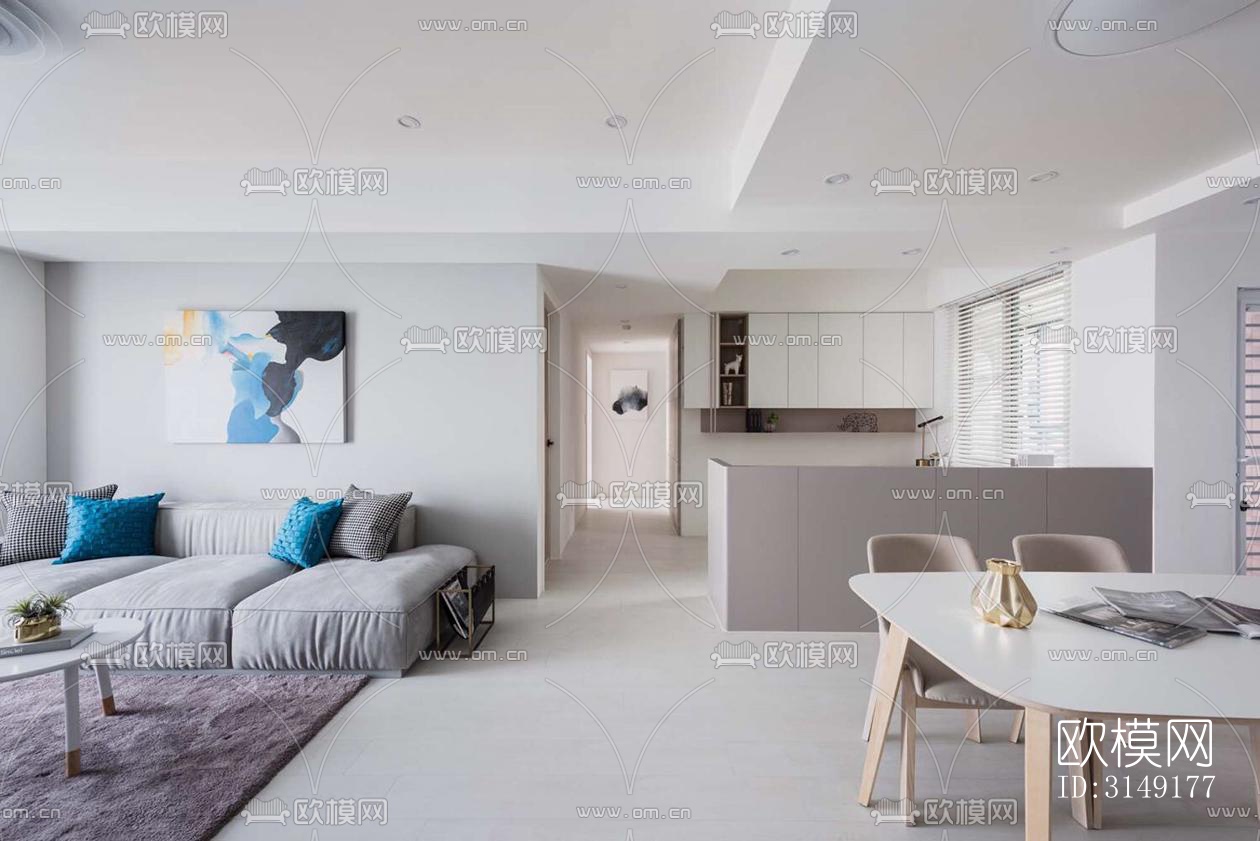 现代平层效果图下载（渲染图3）