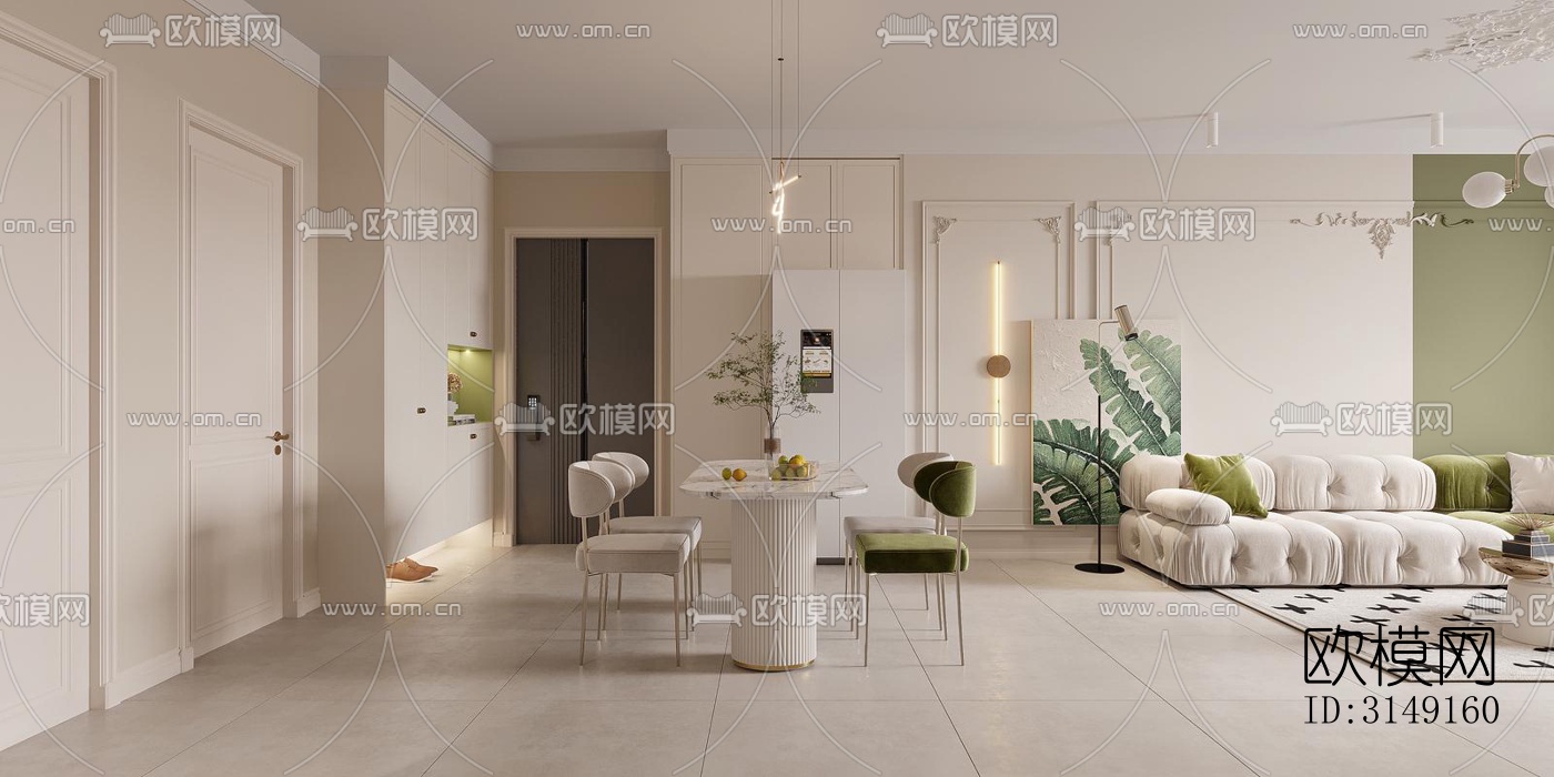 法式平层效果图下载（渲染图5）