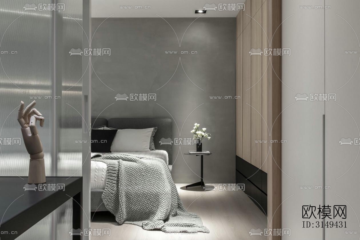 现代平层效果图下载（渲染图9）