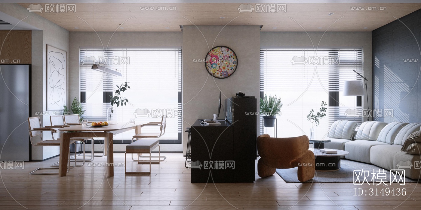 现代平层效果图下载（渲染图12）