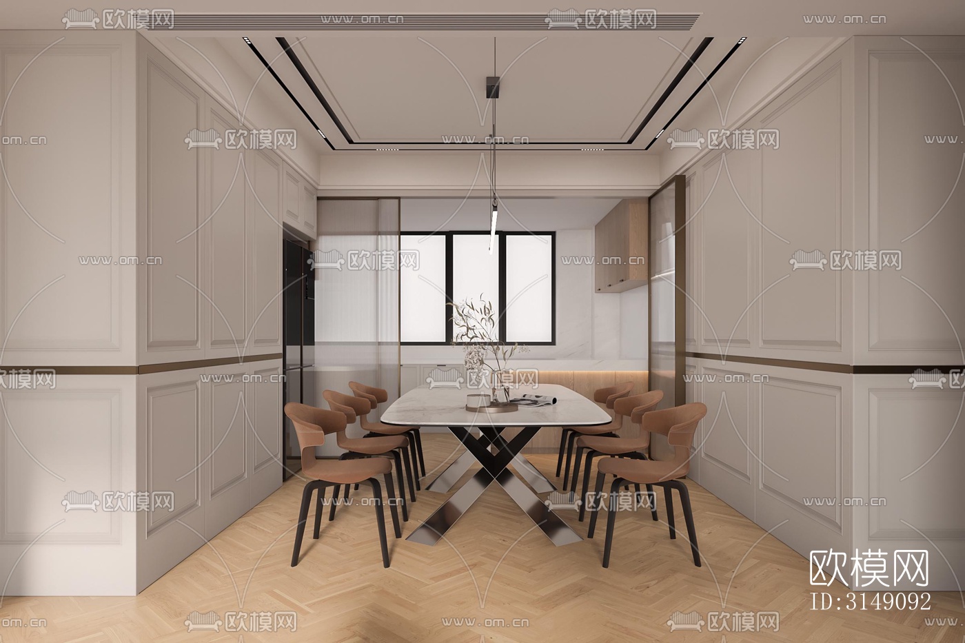 法式平层效果图下载（渲染图4）