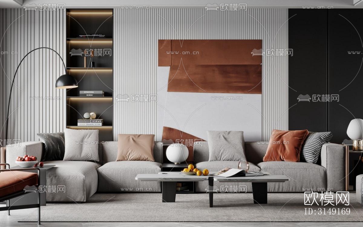 现代平层效果图下载（渲染图1）