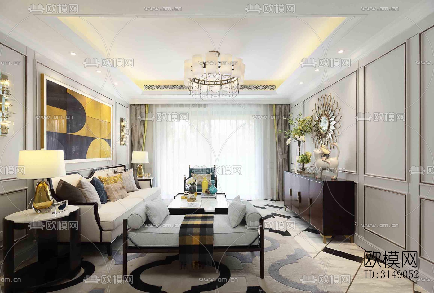 欧式平层效果图下载（渲染图1）