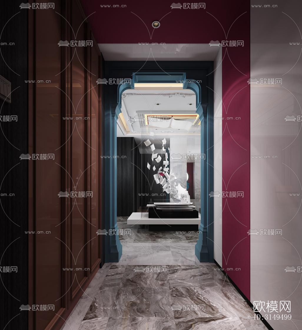 美式平层效果图下载（渲染图2）