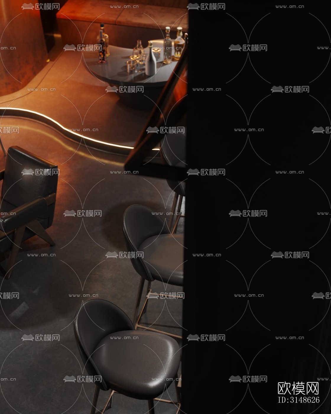 高级灰酒吧效果图下载（渲染图1）