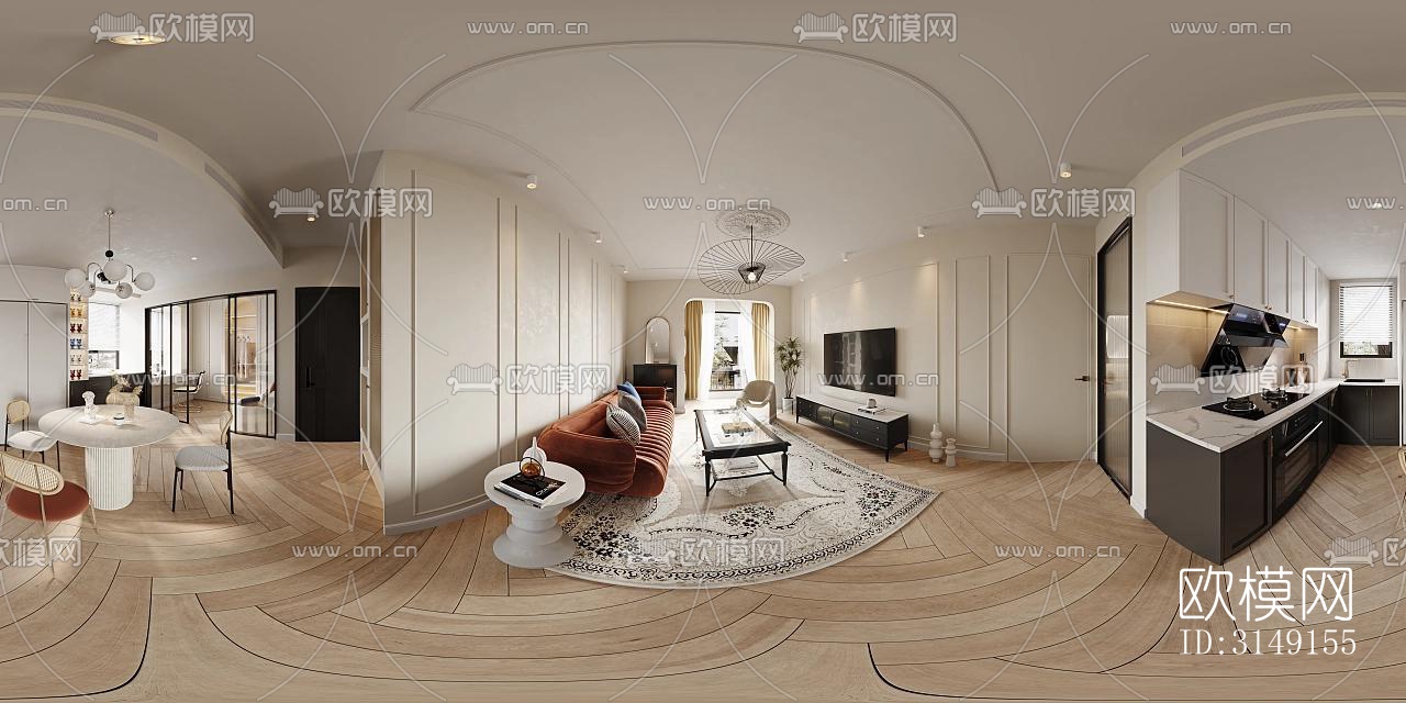 法式平层效果图下载（渲染图14）