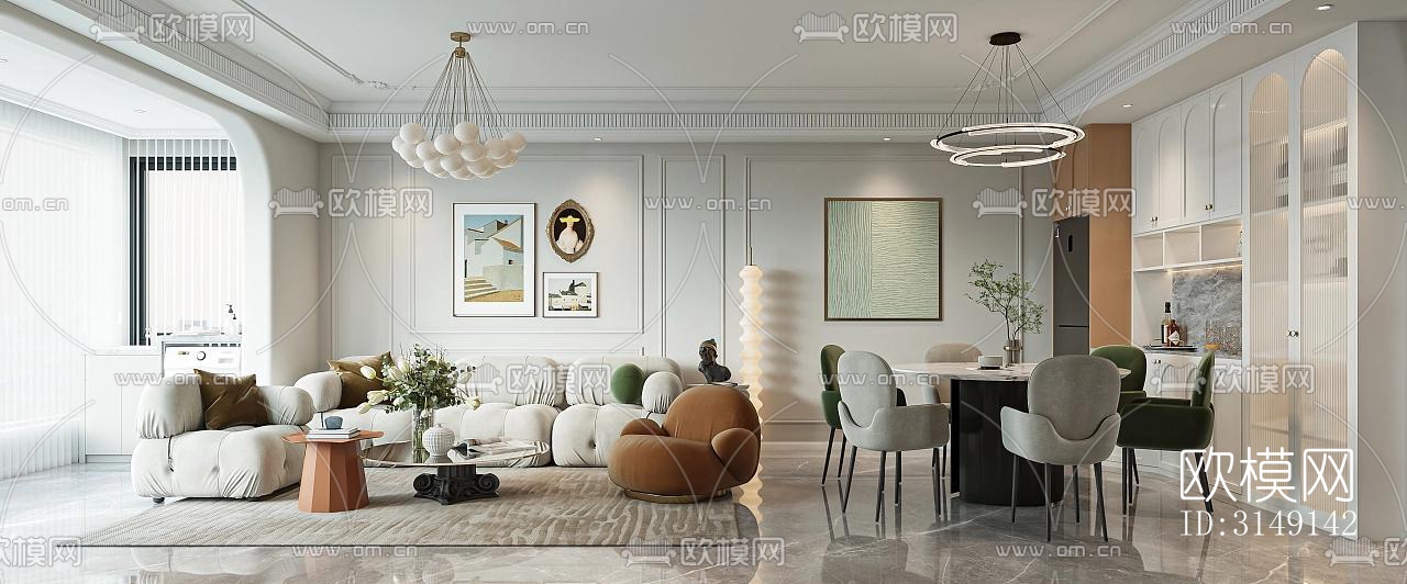 法式平层效果图下载（渲染图2）