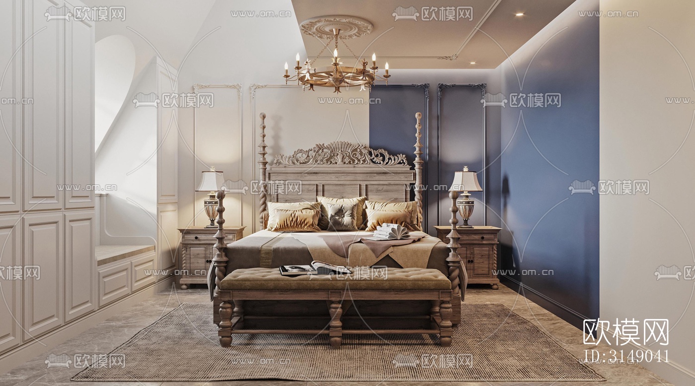 欧式平层效果图下载（渲染图7）