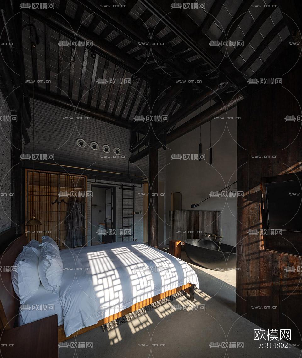 新中式酒店民宿效果图下载（渲染图8）