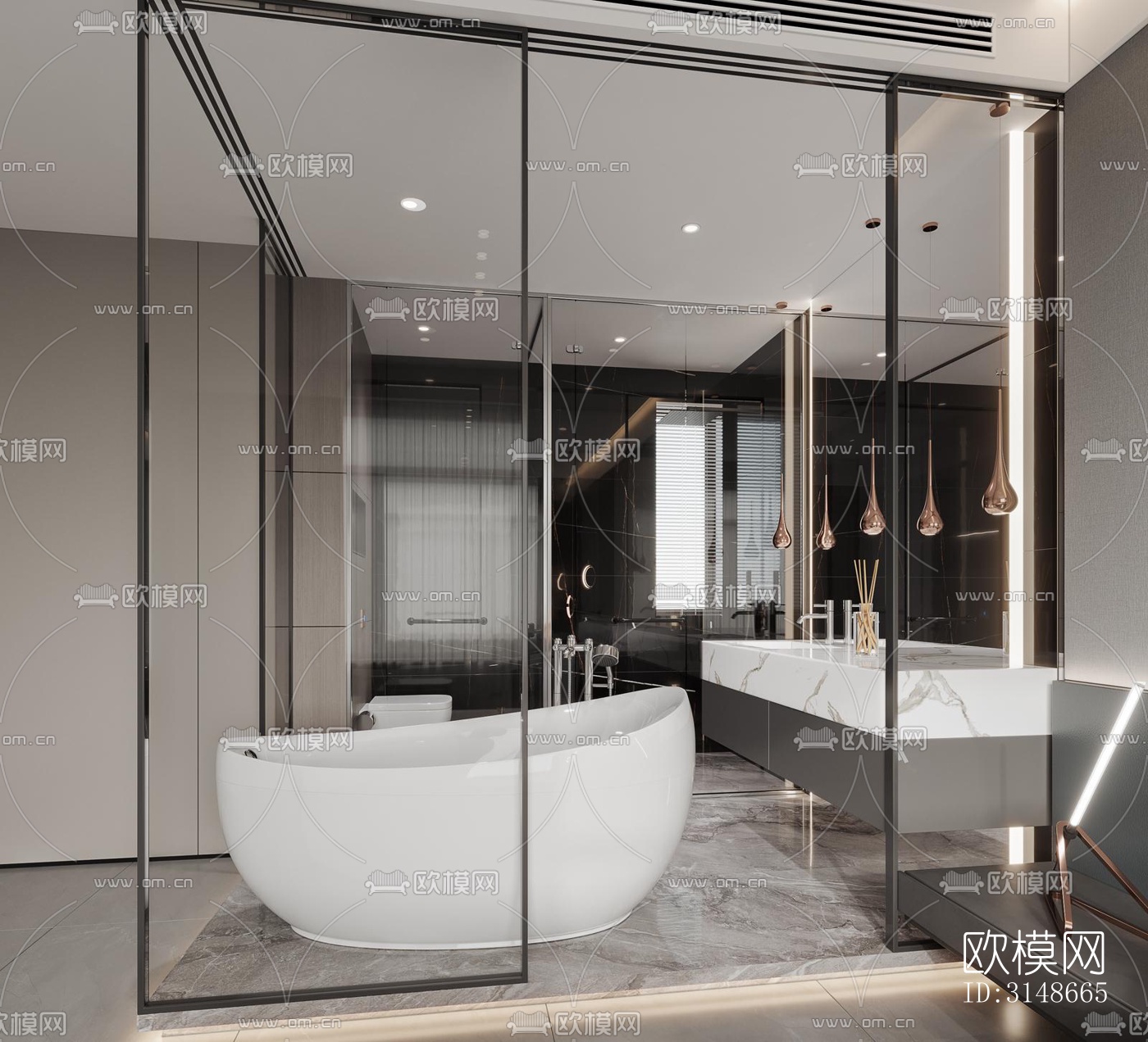 现代大平层效果图下载（渲染图8）