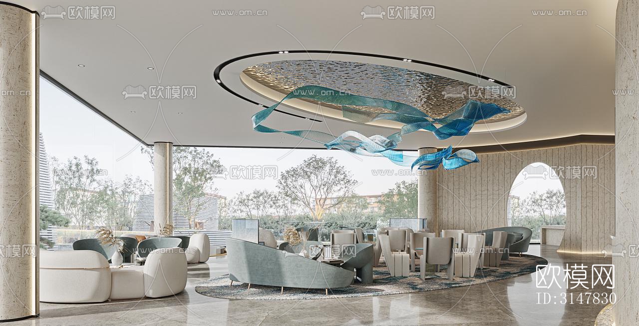 现代售楼处效果图下载（渲染图2）