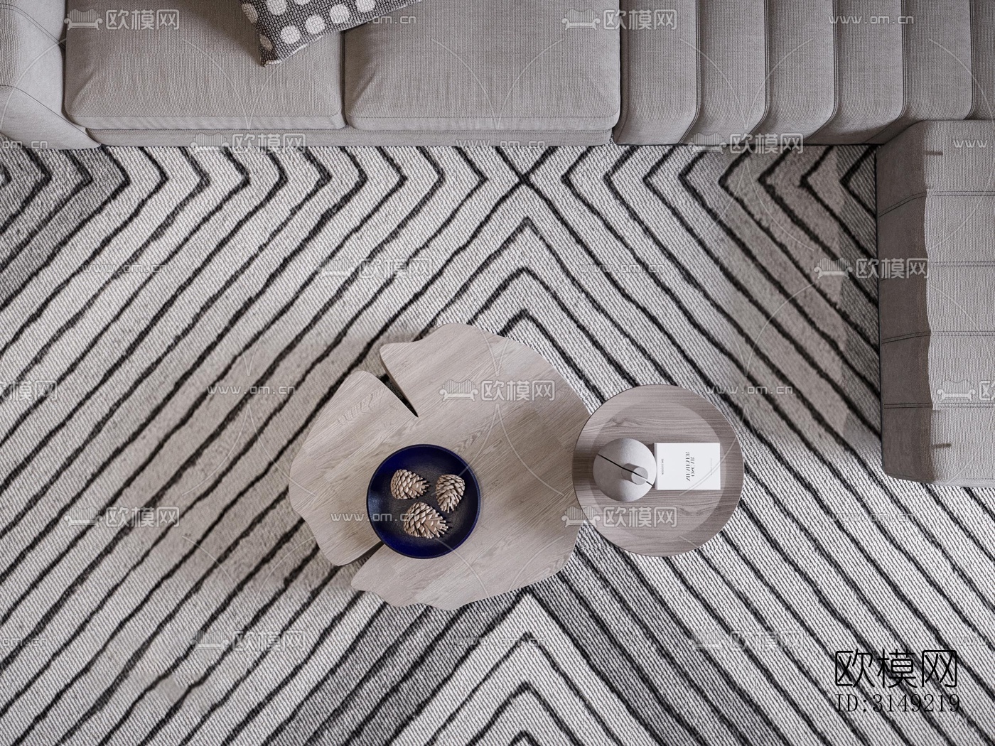 现代平层效果图下载（渲染图1）