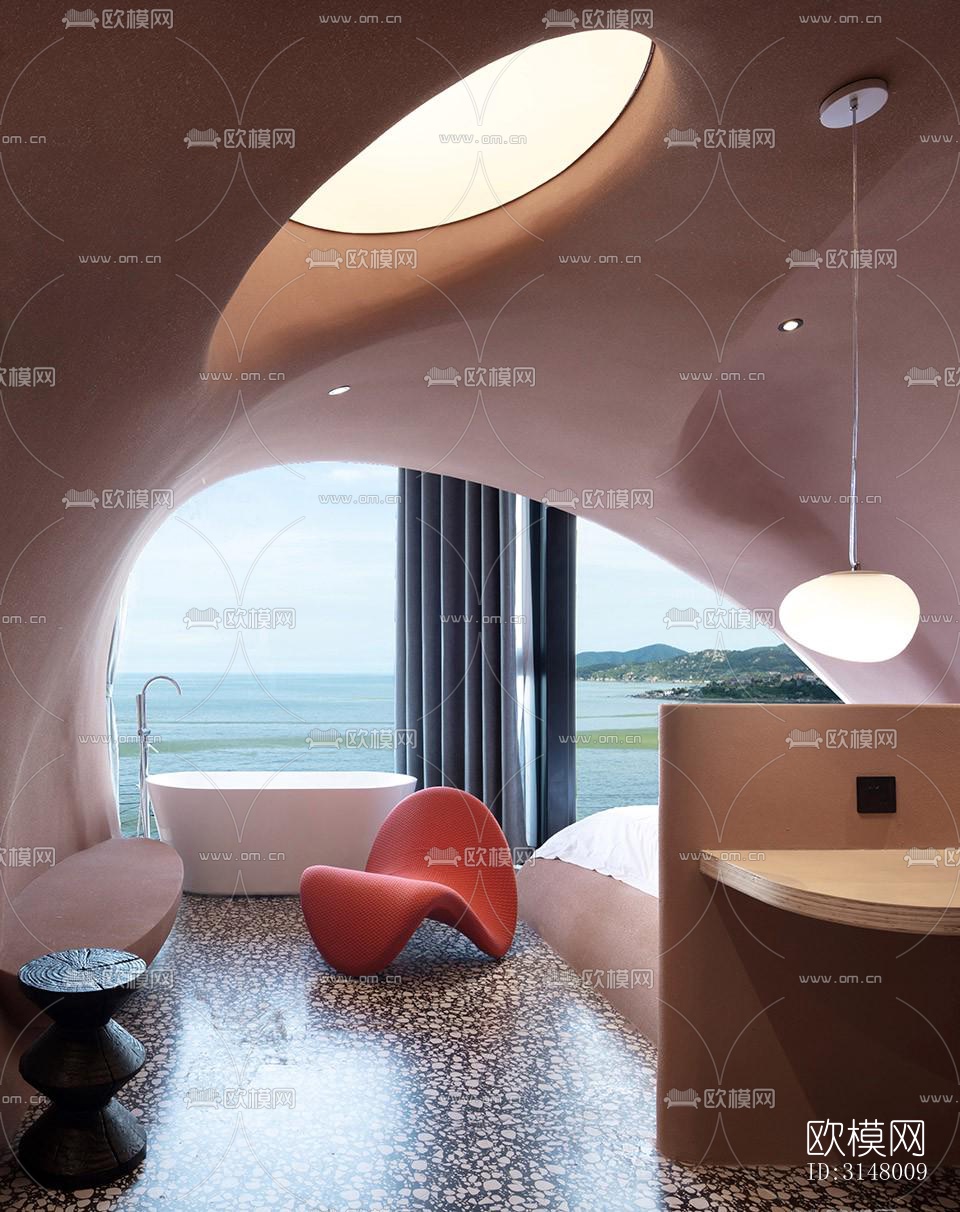 奶油风酒店民宿效果图下载（渲染图15）