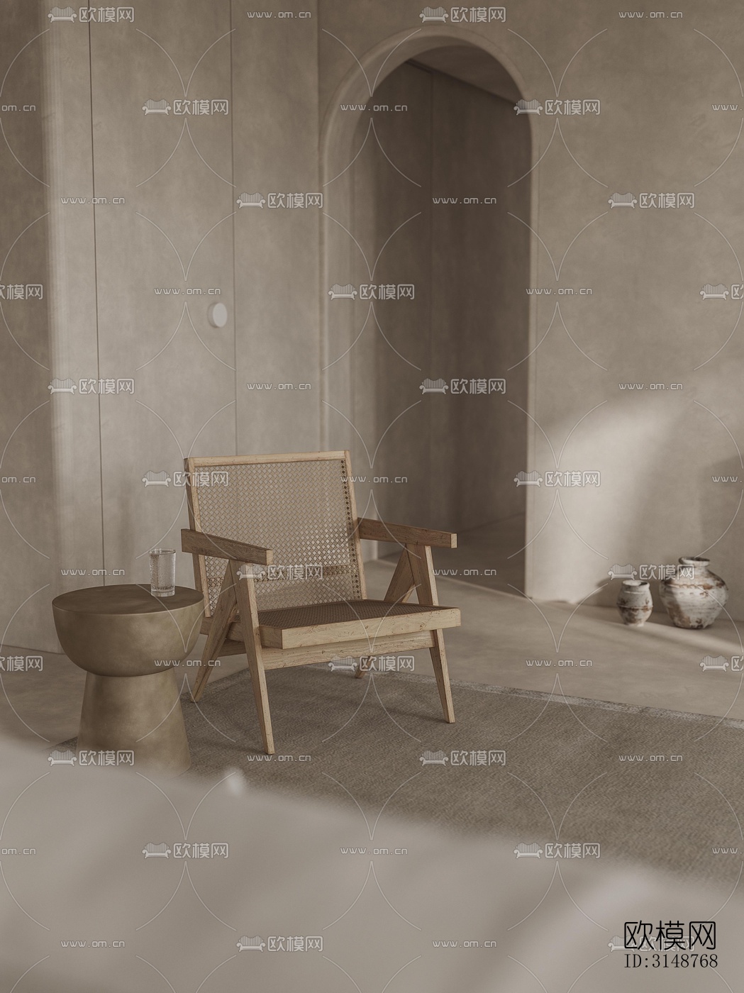 侘寂平层效果图下载（渲染图6）