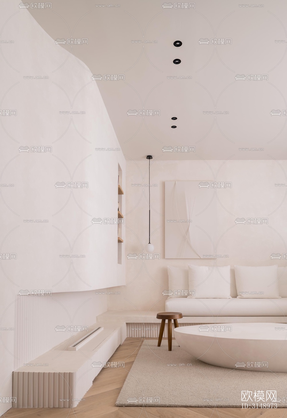 奶油风平层效果图下载（渲染图14）