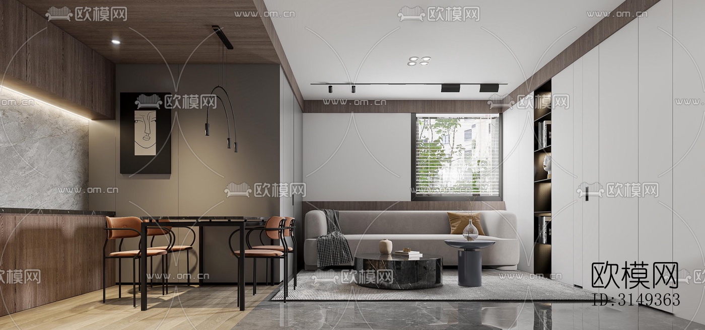 现代平层效果图下载（渲染图6）