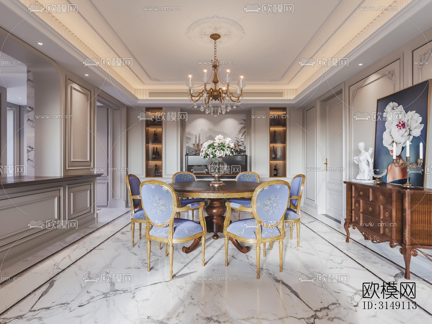 法式平层效果图下载（渲染图3）