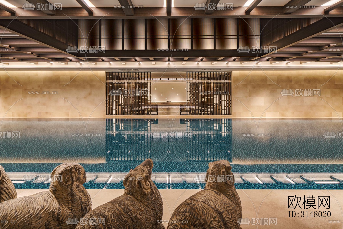 新中式酒店民宿效果图下载（渲染图8）