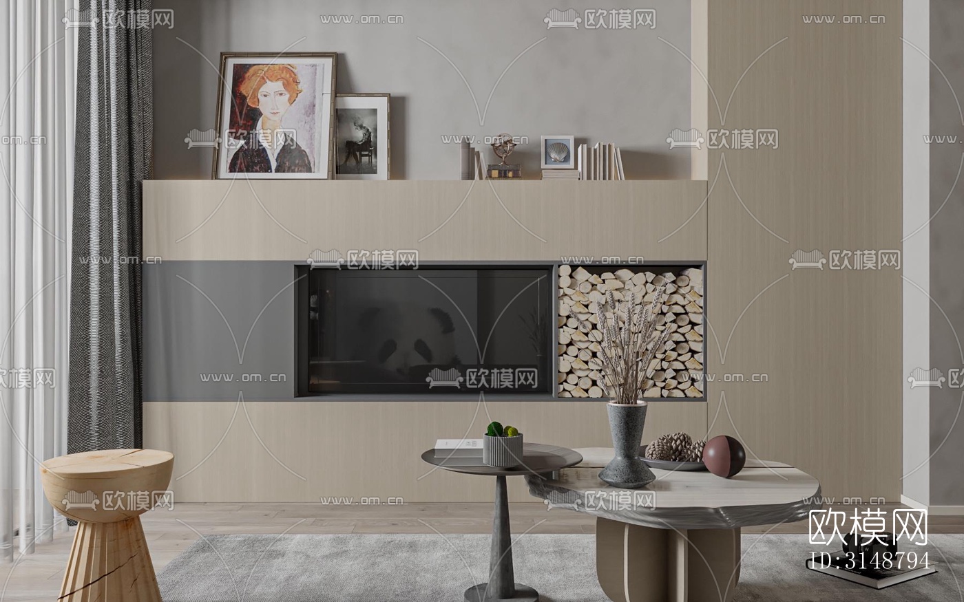 侘寂平层效果图下载（渲染图1）