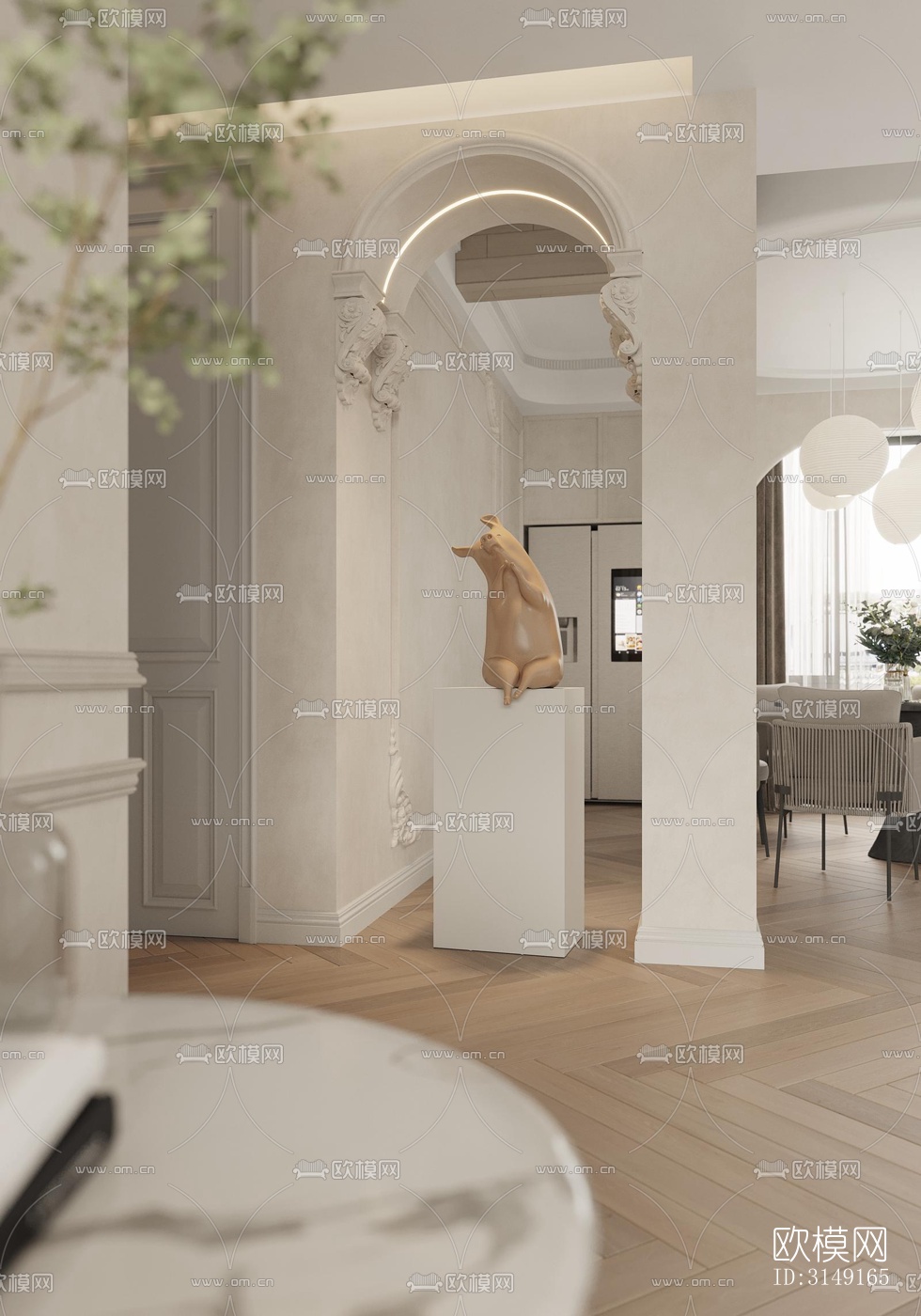 法式平层效果图下载（渲染图3）