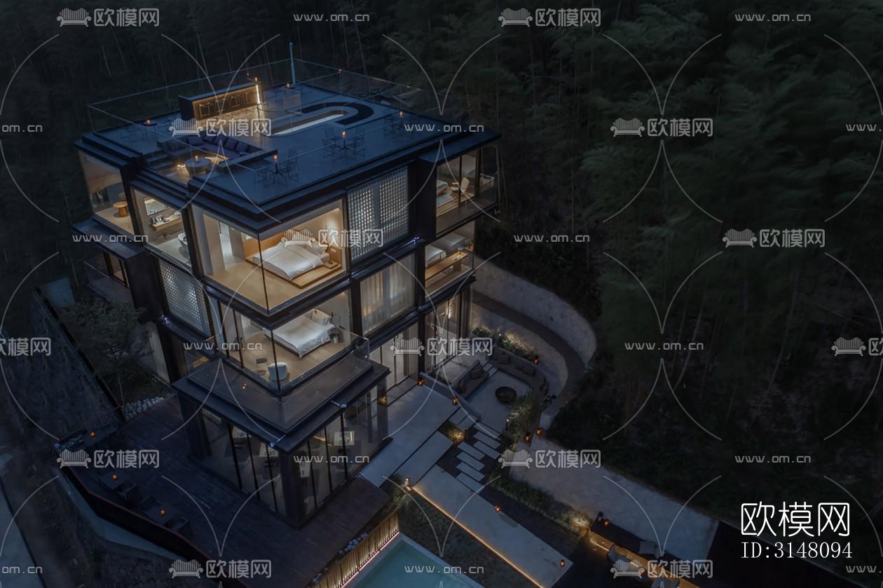 现代酒店民宿效果图下载（渲染图16）