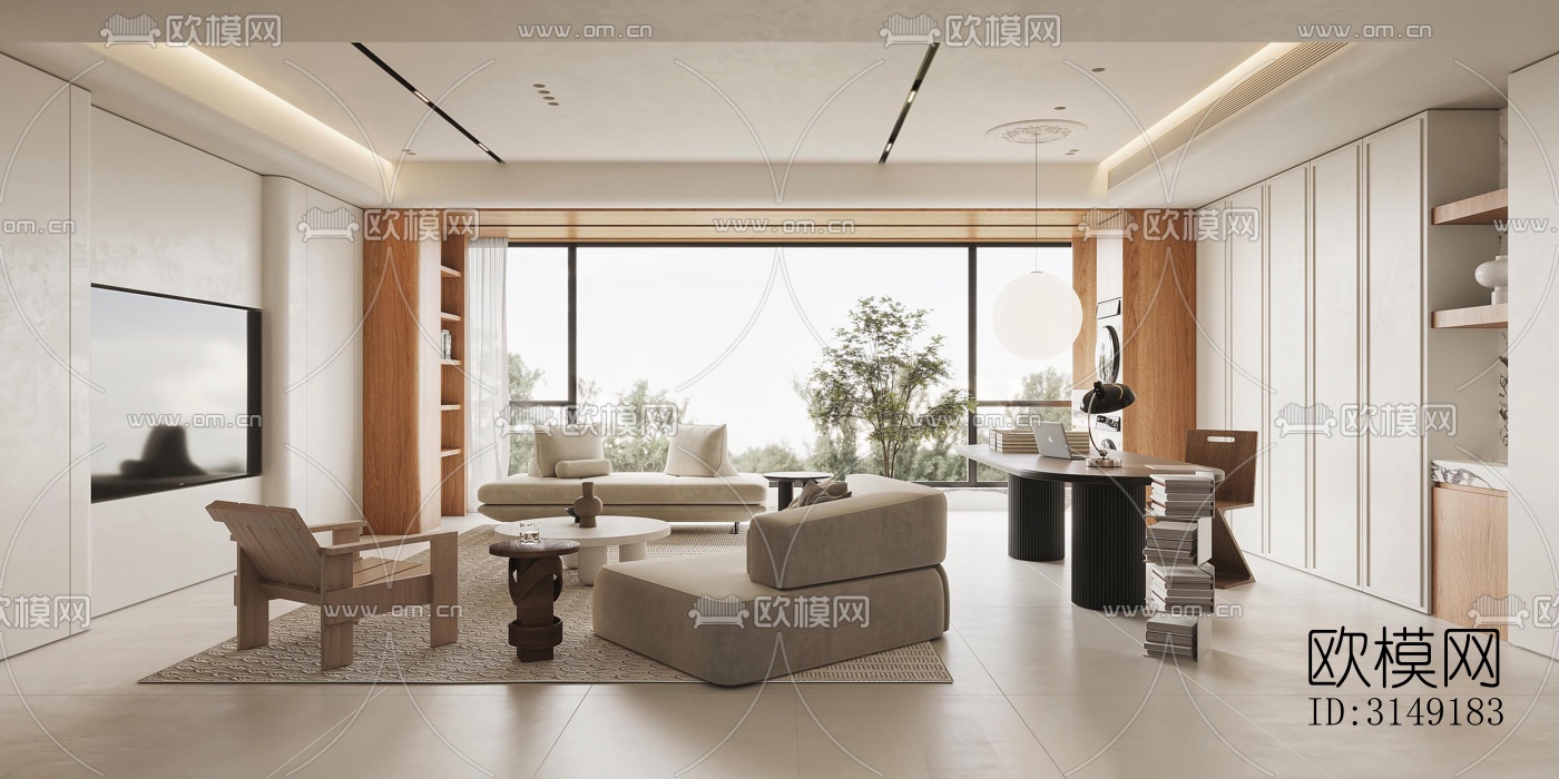 现代平层效果图下载（渲染图4）