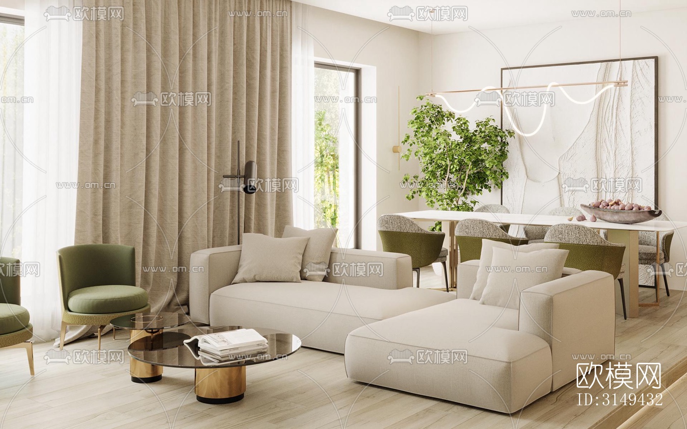 现代平层效果图下载（渲染图9）