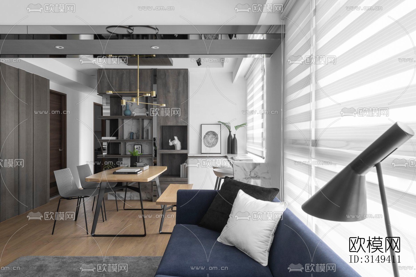 现代平层效果图下载（渲染图7）