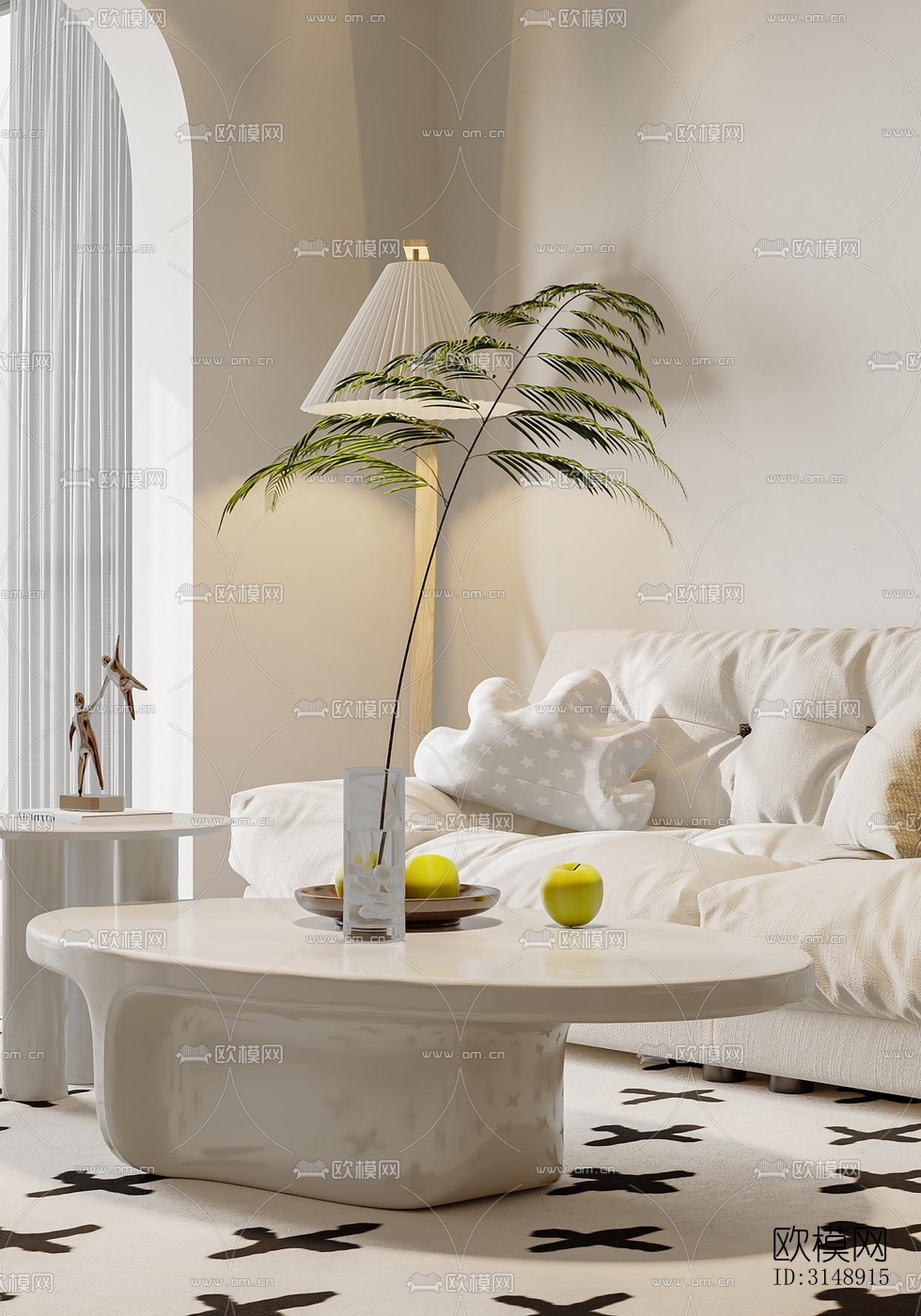 奶油风平层效果图下载（渲染图6）