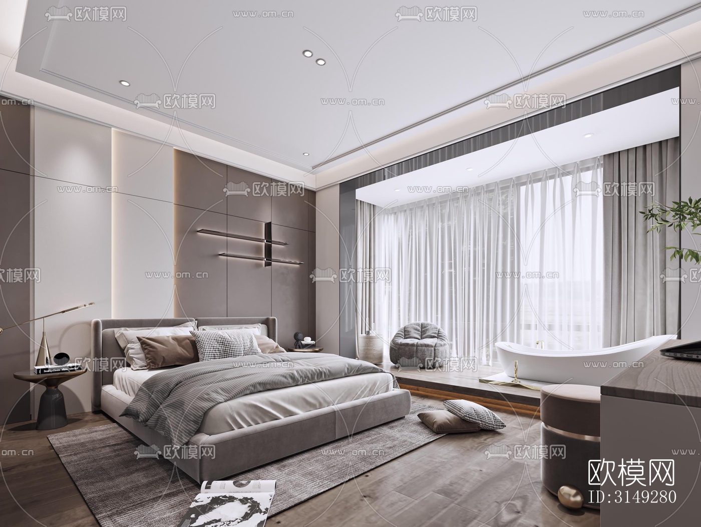 现代平层效果图下载（渲染图7）