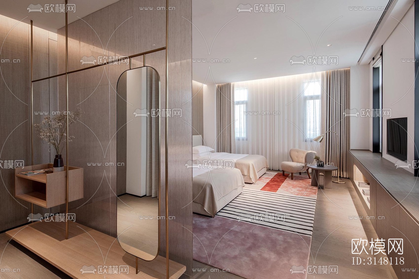 现代酒店民宿效果图下载（渲染图10）