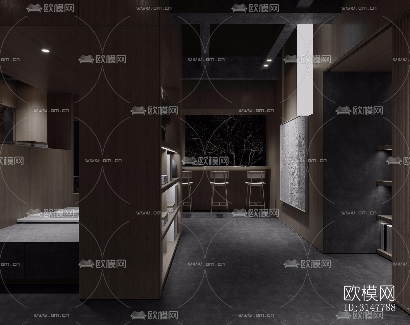 高级灰图书馆效果图下载（渲染图17）