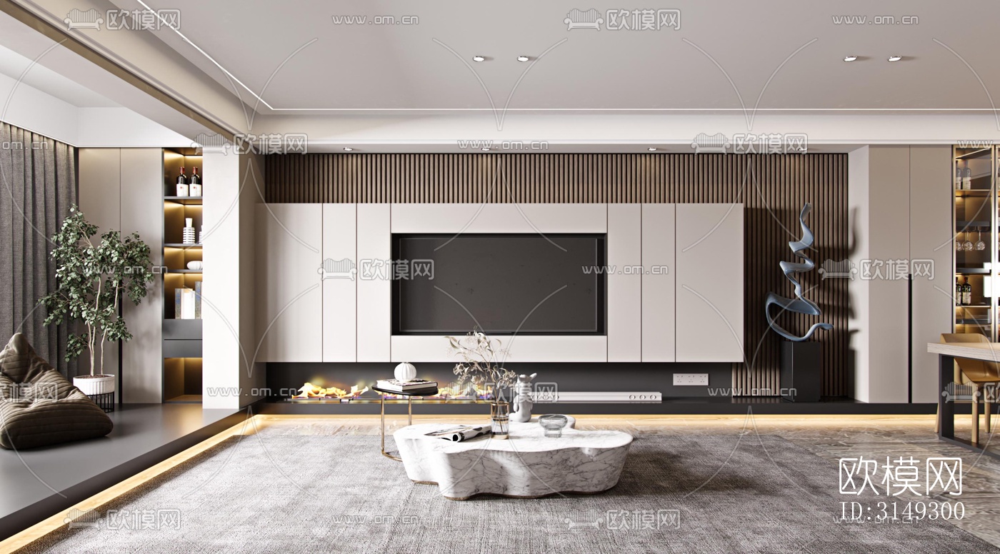 现代平层效果图下载（渲染图15）