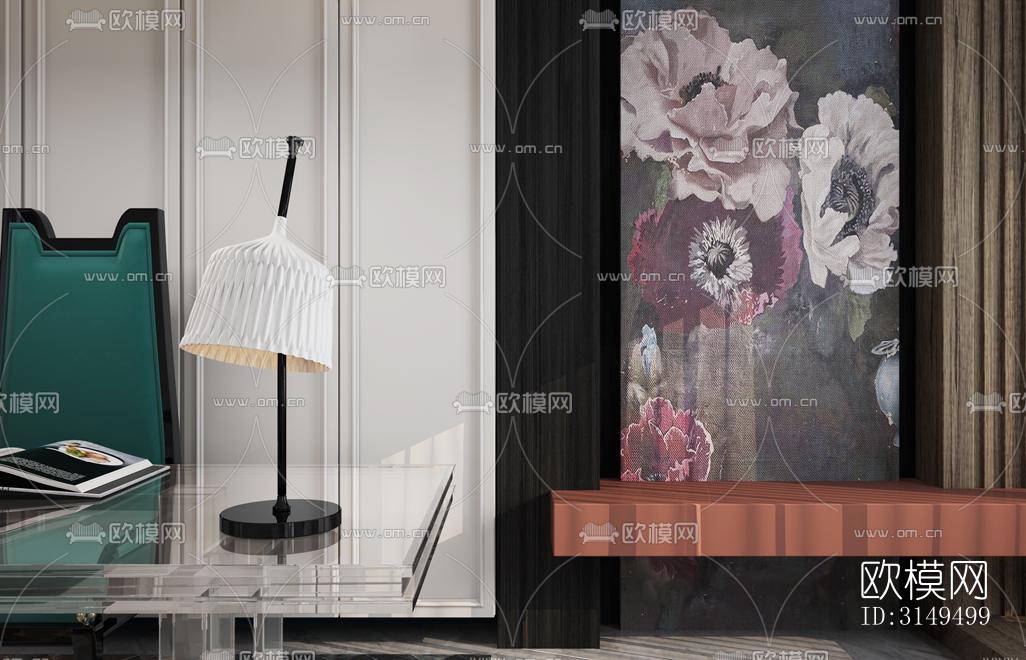 美式平层效果图下载（渲染图1）