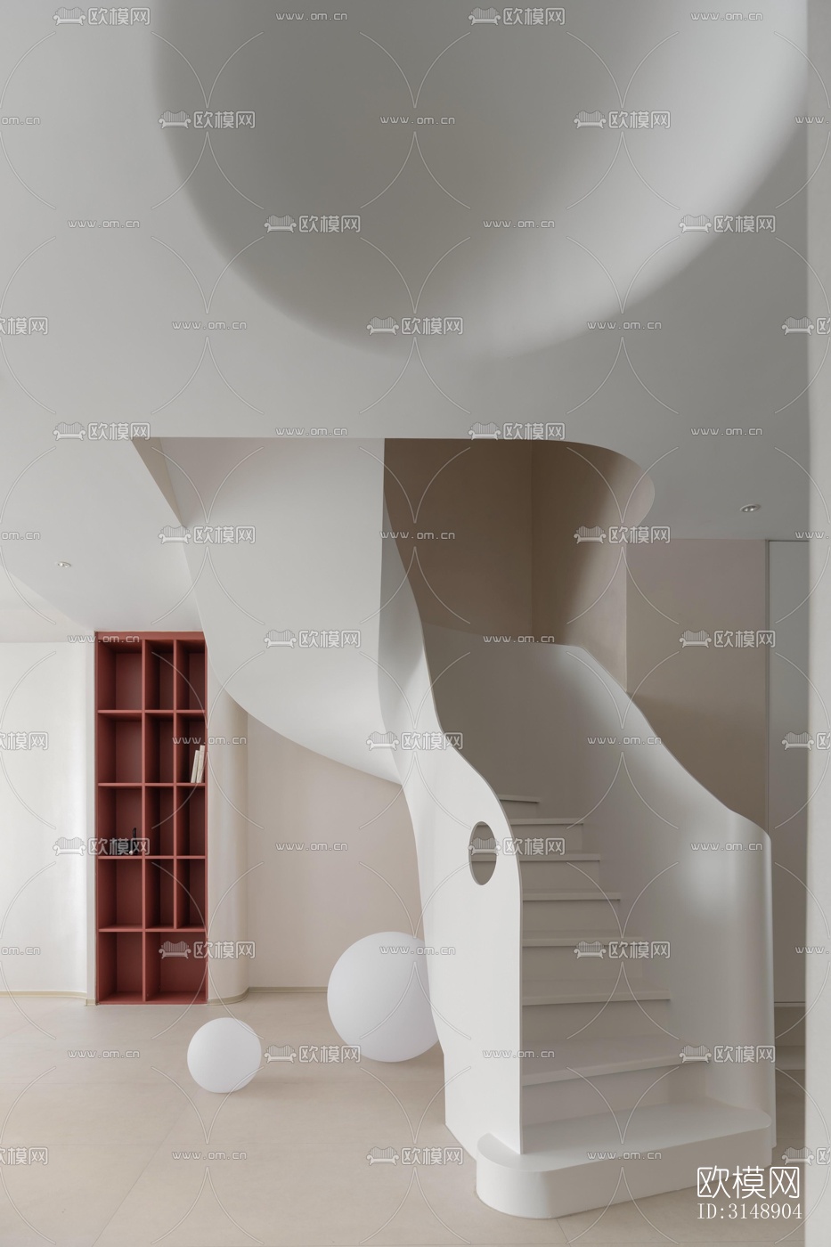 奶油风平层效果图下载（渲染图5）