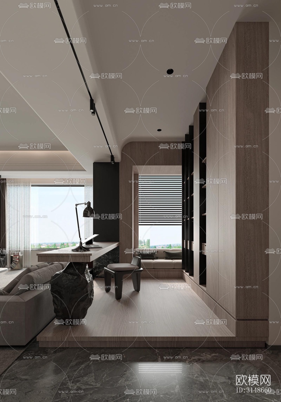 现代大平层效果图下载（渲染图12）