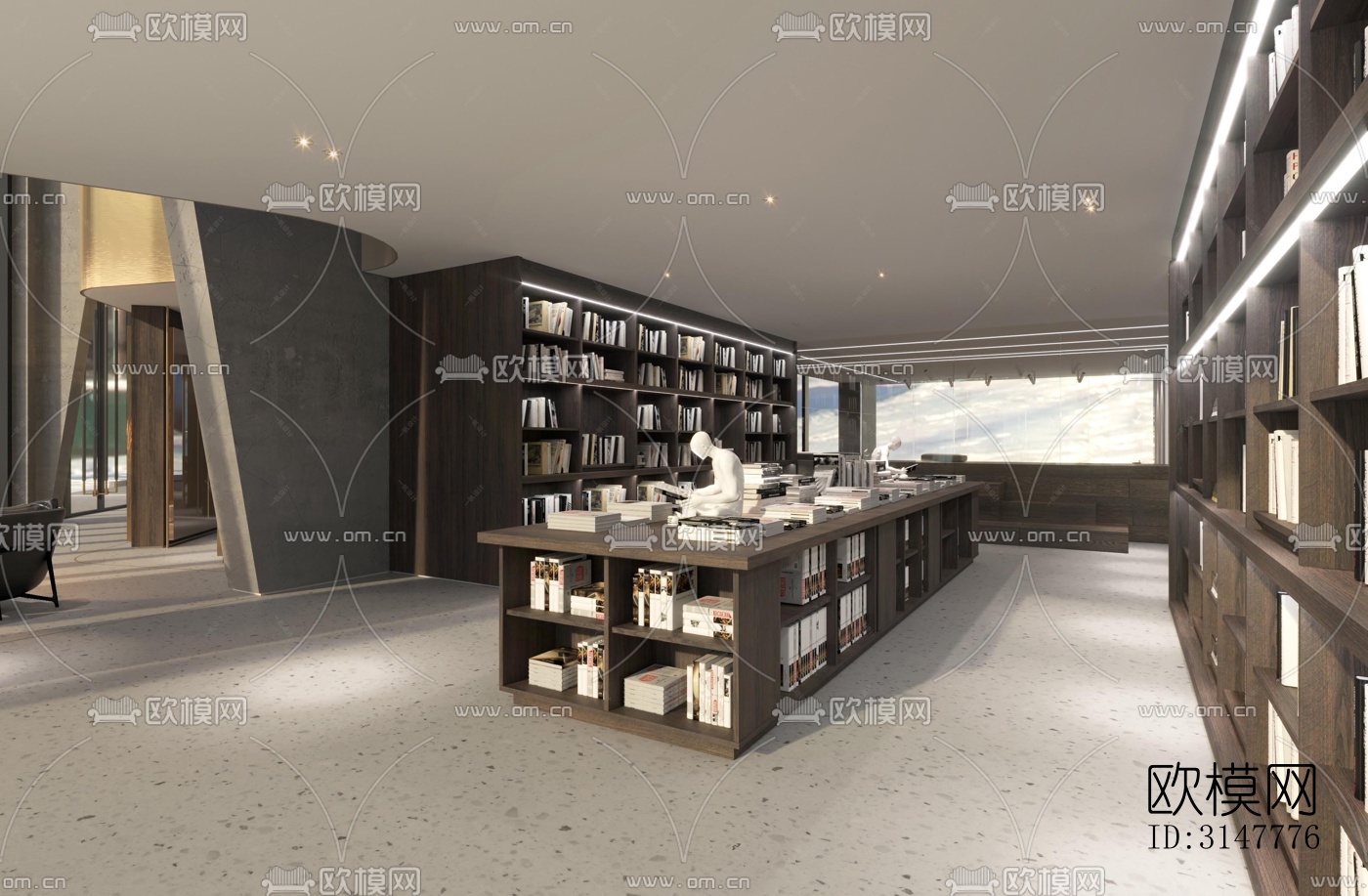 现代图书馆效果图下载（渲染图1）