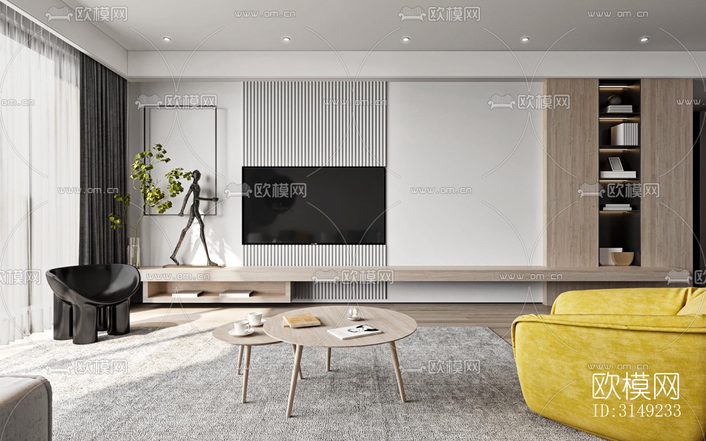 现代平层效果图下载（渲染图9）