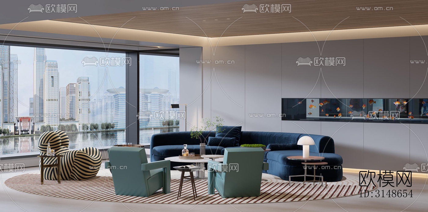 现代大平层效果图下载（渲染图20）